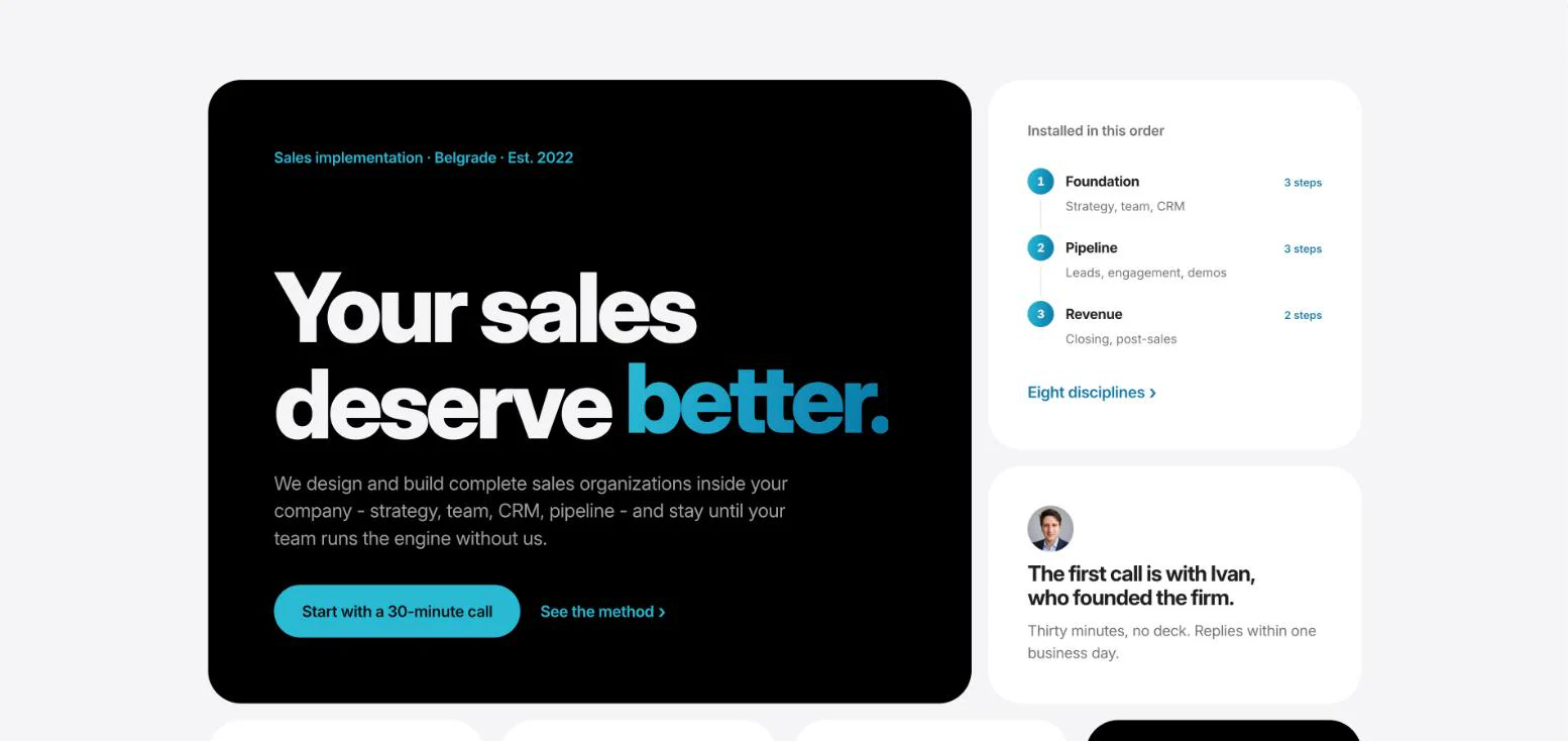 Growth Frontier company website, designed and built by Milos Brakus.